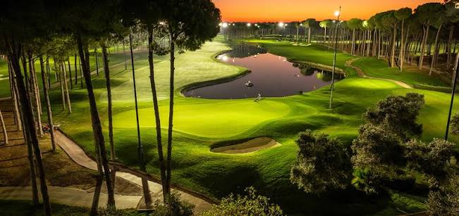lit green, back nine